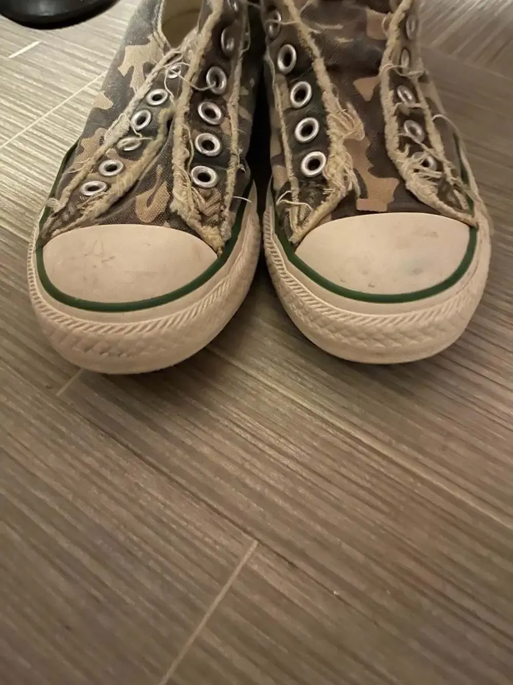 Converse All Star Camo Frayed Edge Slip-On Sneakers
